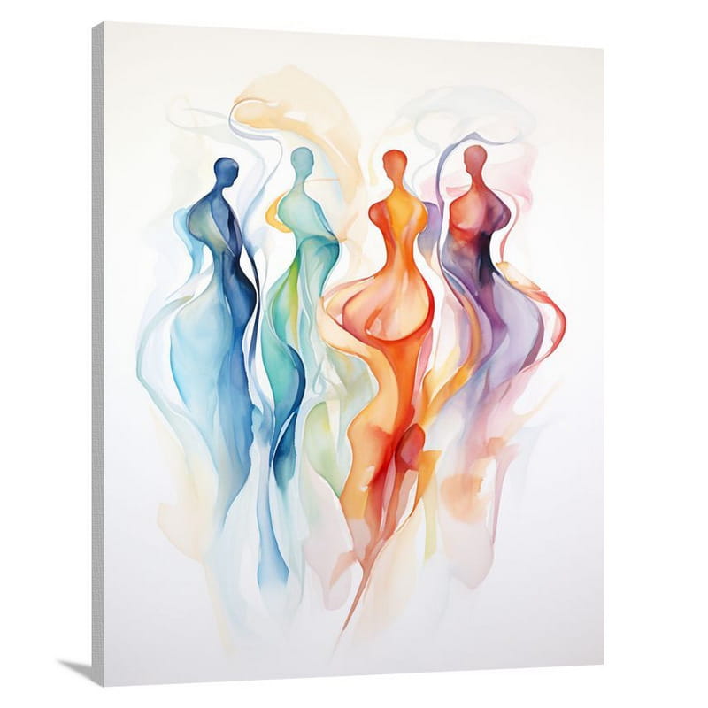 Abstract Figure: Serene Unity - Watercolor - Canvas Print