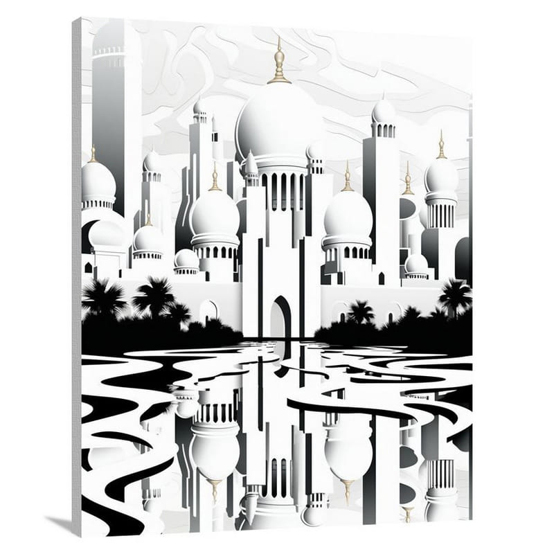 Abu Dhabi: A Monochrome Fusion - Canvas Print