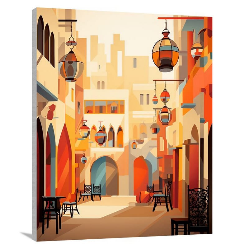 Abu Dhabi Kaleidoscope: A Vibrant Souk - Minimalist - Canvas Print