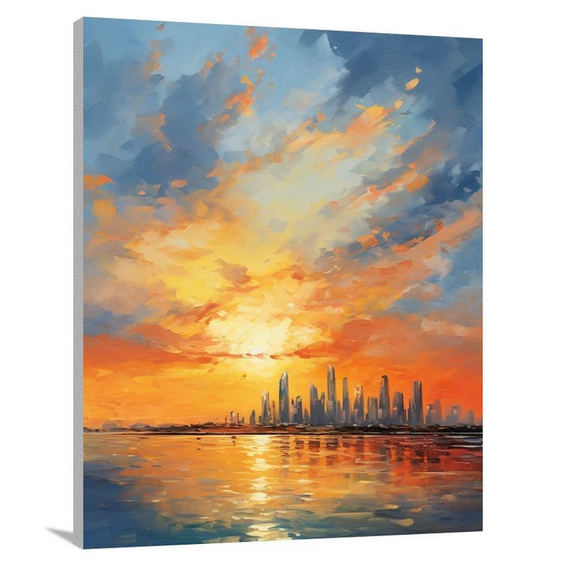 Abu Dhabi Sunset: Tranquil Majesty - Impressionist - Canvas Print
