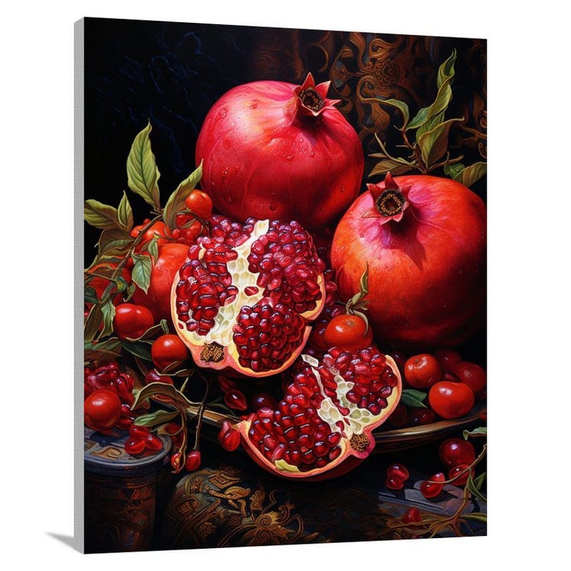 Abundance Unveiled: Pomegranate Feast - Canvas Print