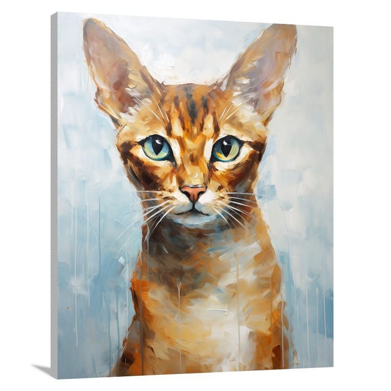 Abyssinian Cat's Enigmatic Gaze - Impressionist - Canvas Print