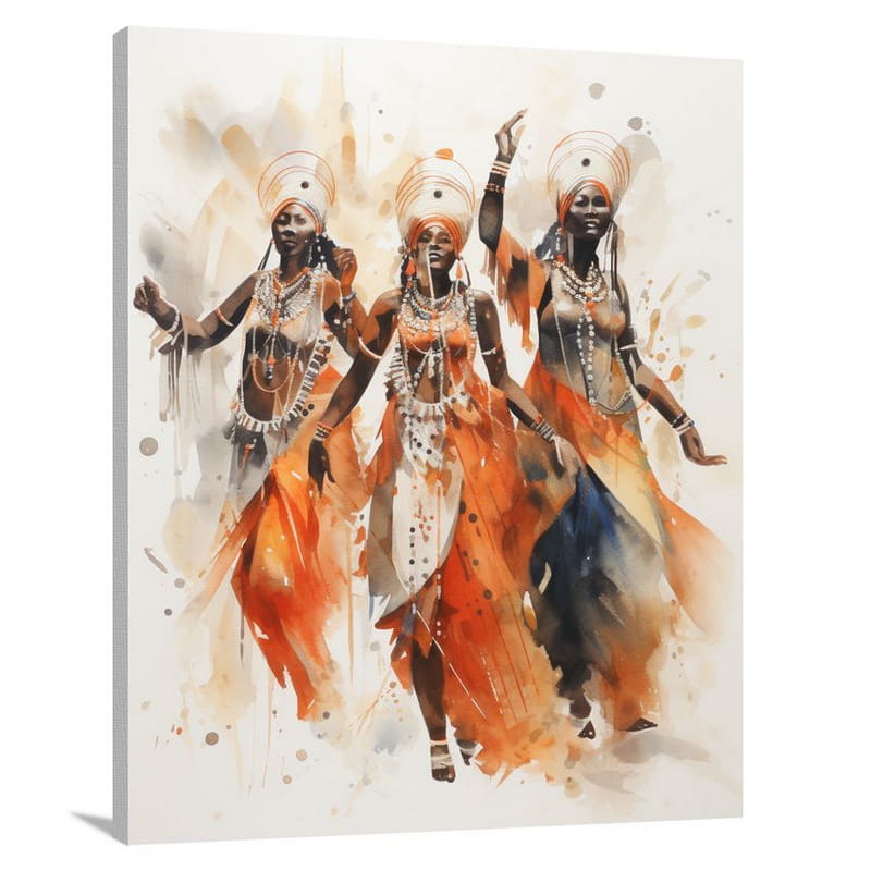African Rhythms: Enigmatic Dance - Watercolor - Canvas Print