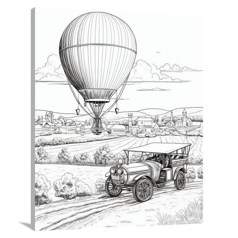 Airborne Journey - Black And White - Canvas Print