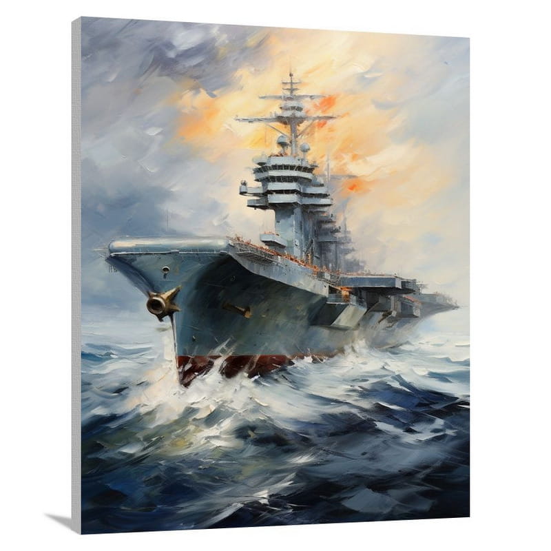 Aircraft Carrier: Defying Nature's Wrath - Canvas Print