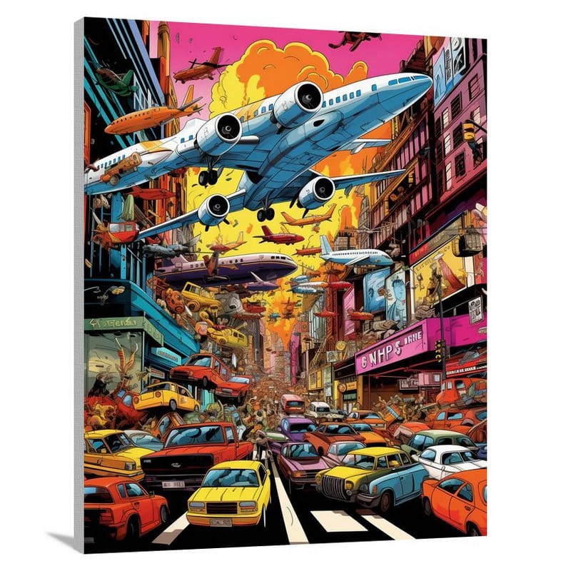 Airplane's Urban Symphony - Canvas Print