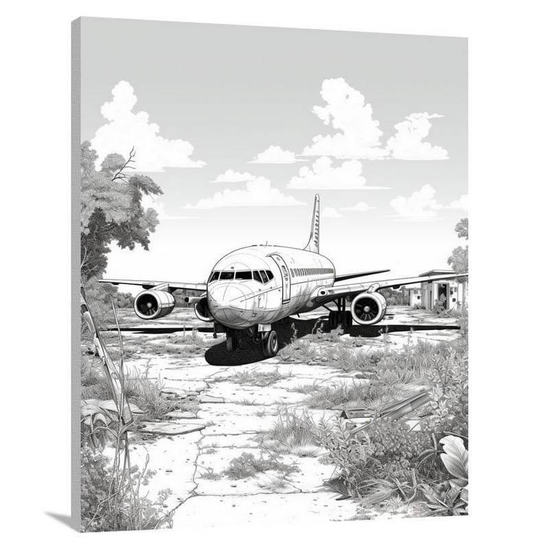 Airport Echoes - Black And White - Canvas Print