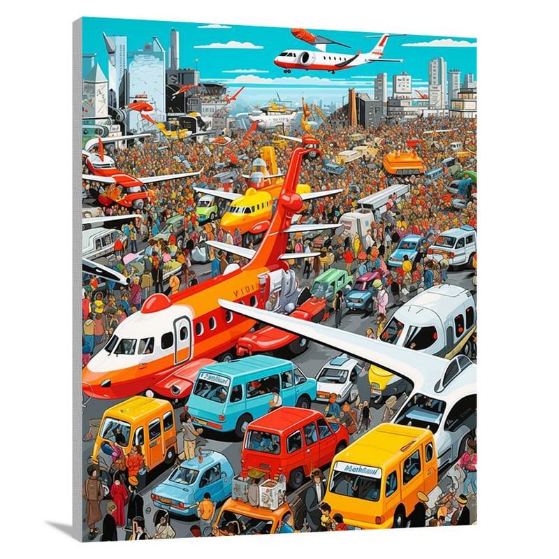 Airport Rush: Vehicles in Motion - Canvas Print
