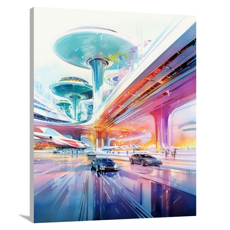 Airport's Neon Glide - Canvas Print