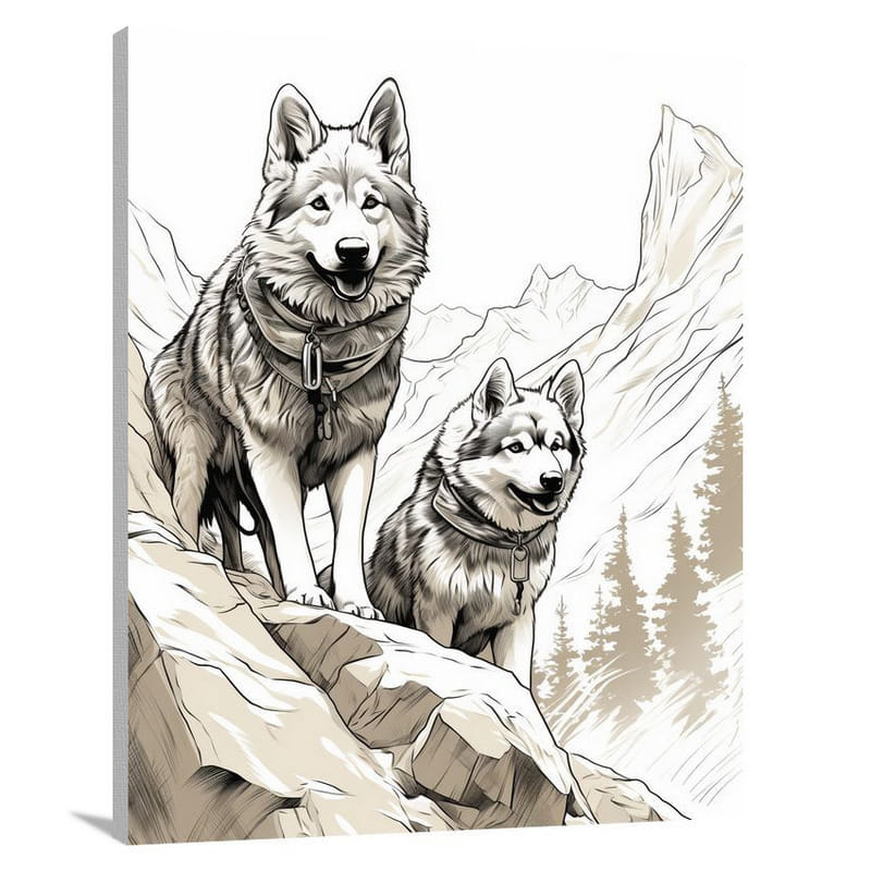 Akita's Mountain Journey - Canvas Print