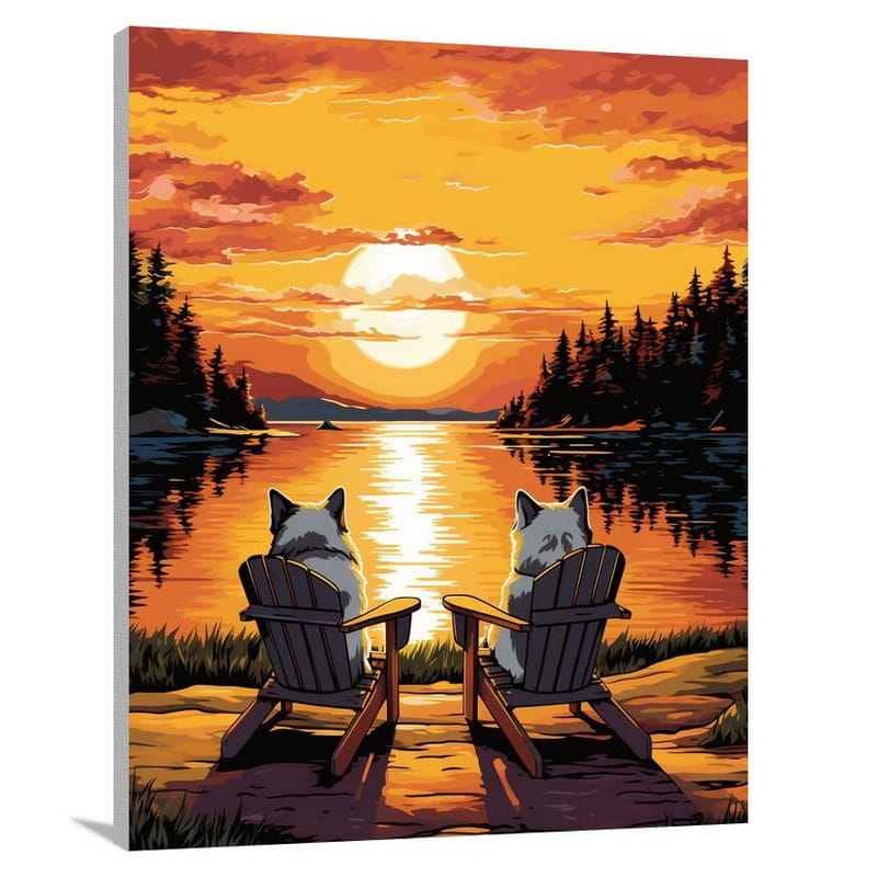 Akita's Serene Sunset - Canvas Print