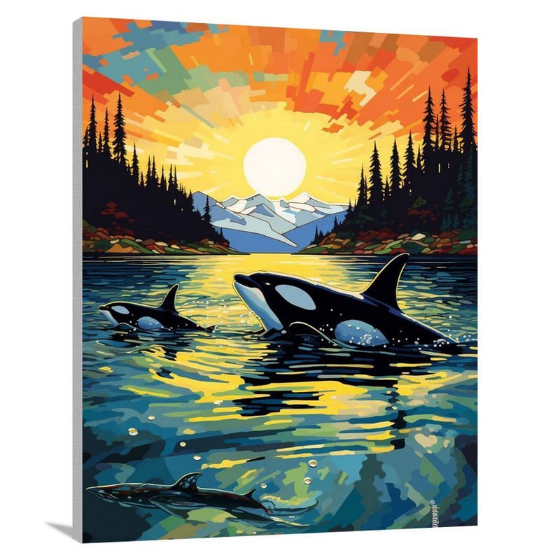 Alaska's Majestic Orca Symphony - Canvas Print