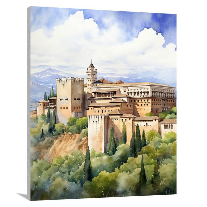 Alhambra's Majesty - Watercolor - Canvas Print