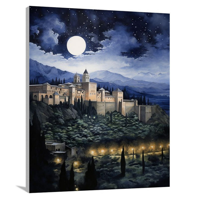 Alhambra's Moonlit Dance - Canvas Print