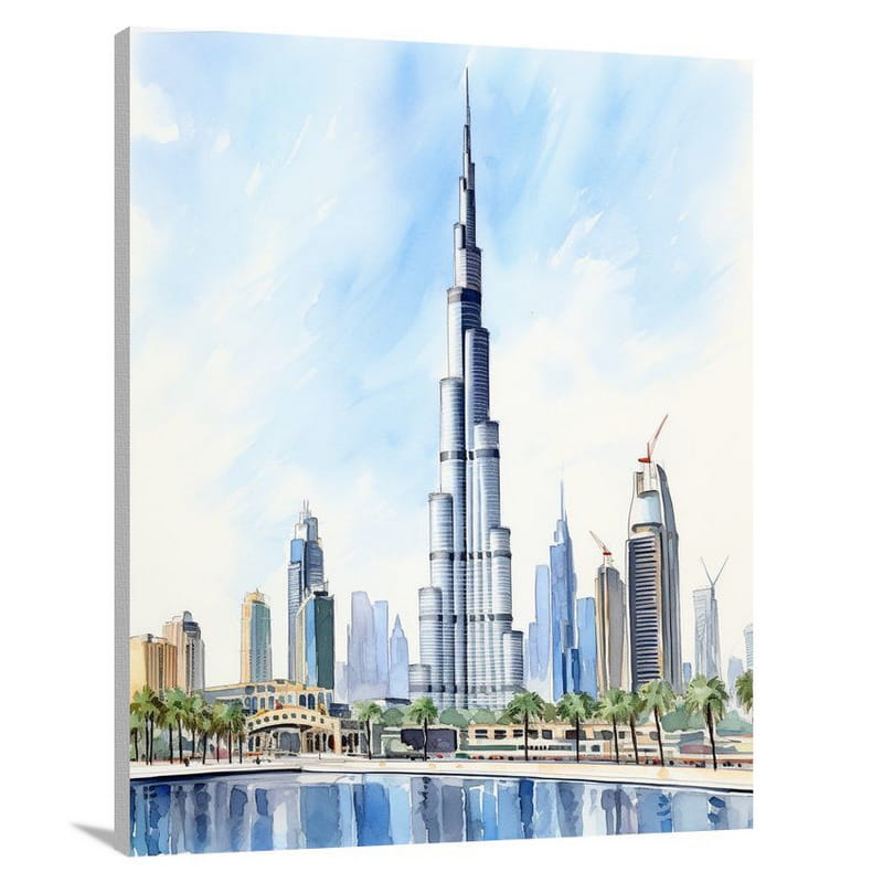 Ambitious Skies: United Arab Emirates - Watercolor - Canvas Print
