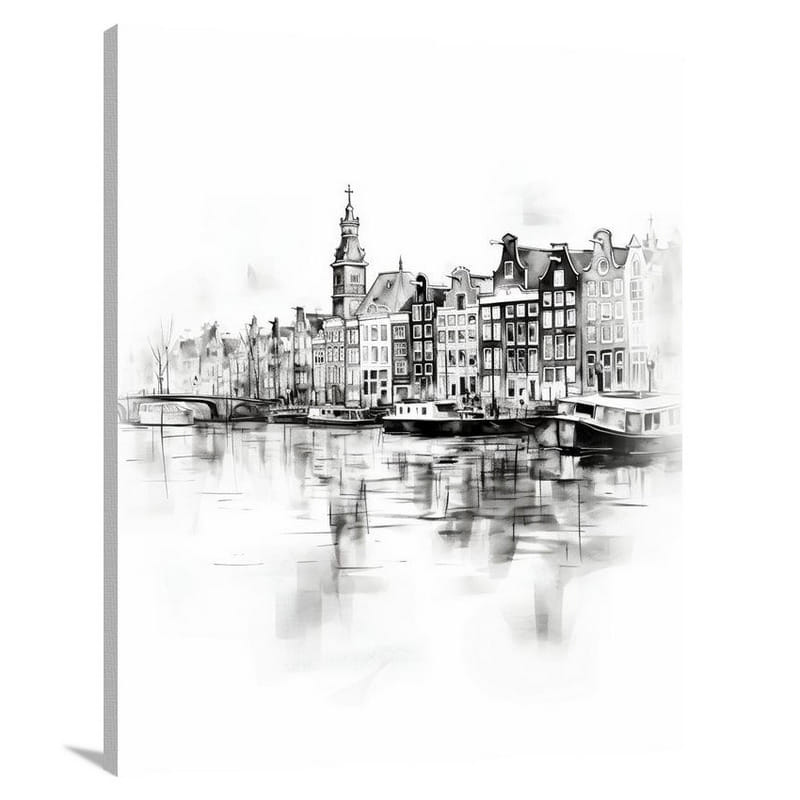 Amsterdam's Nightbeat - Black And White - Canvas Print