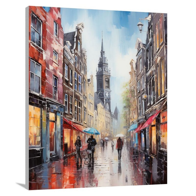 Amsterdam's Whispers: Rainy Reflections. - Canvas Print