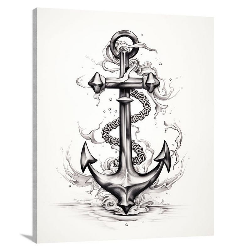 Anchored Elegance - Black And White - Canvas Print