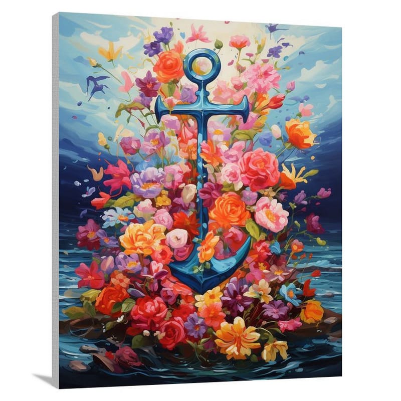 Anchored in Blooms - Canvas Print