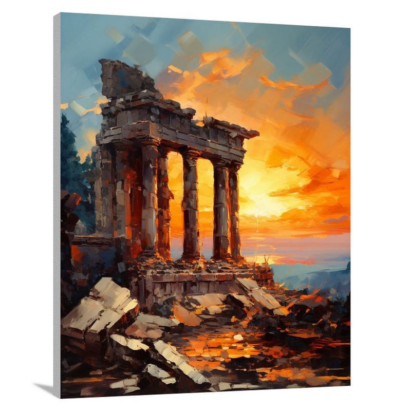Ancient Ruin: Defiant Sunset. - Canvas Print