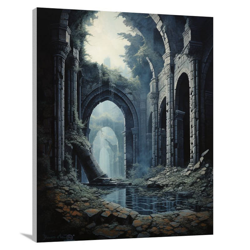 Ancient Ruin: Enchanting Shadows - Canvas Print