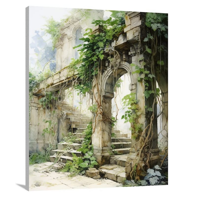 Ancient Ruin: Forgotten Splendor - Watercolor - Canvas Print
