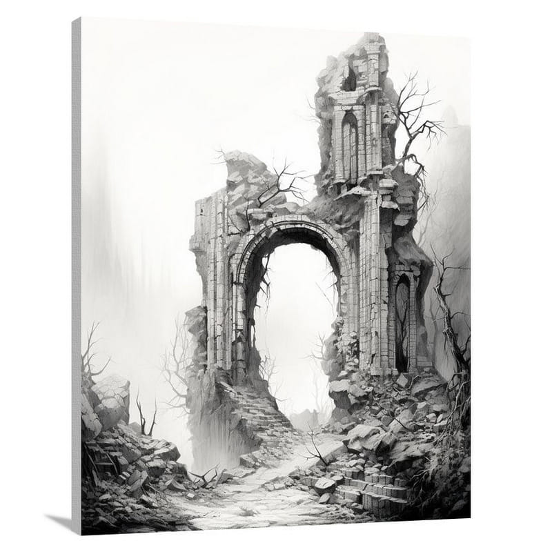 Ancient Ruin: Timeless Beauty - Black And White - Canvas Print