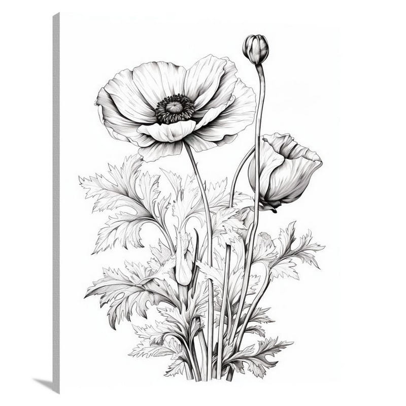 Anemone's Solitude - Black And White - Canvas Print