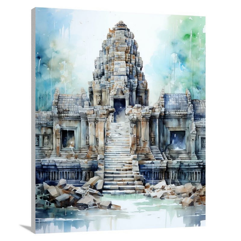 Angkor Wat: Enigmatic Shadows - Canvas Print