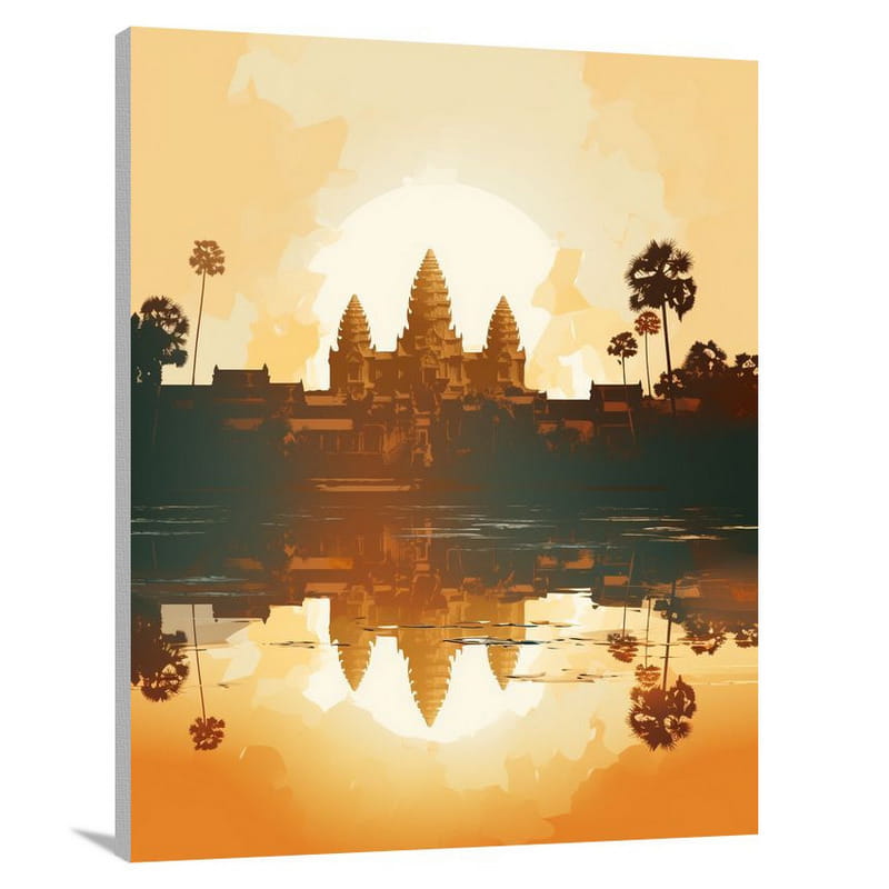 Angkor Wat: Ethereal Aura - Minimalist - Canvas Print