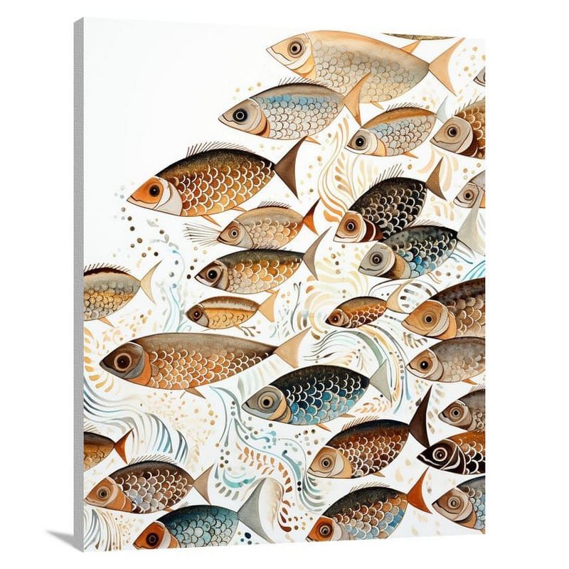 Aquatic Symphony: Animal Pattern - Canvas Print
