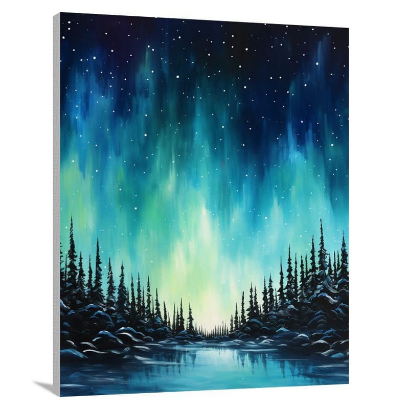 Arctic Symphony: Aurora Borealis - Minimalist - Canvas Print