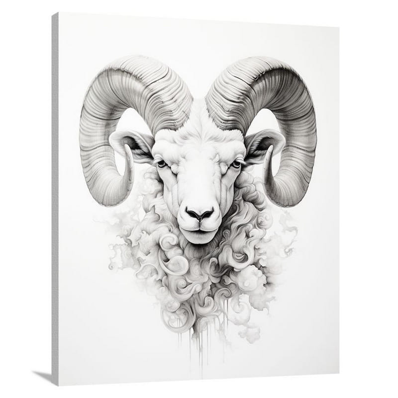 Aries Unleashed - Black And White - Canvas Print