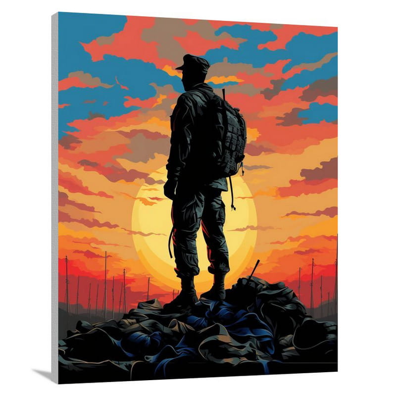 Army's Sunset Tribute - Pop Art - Canvas Print