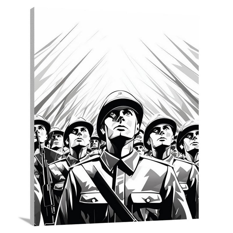 Army's Synchronized Precision - Black And White - Canvas Print