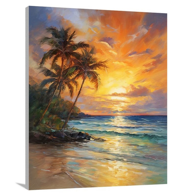 Aruba's Golden Sunset - Impressionist - Canvas Print