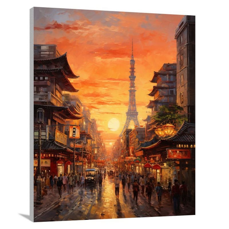 Asia's Vibrant Sunset - Canvas Print