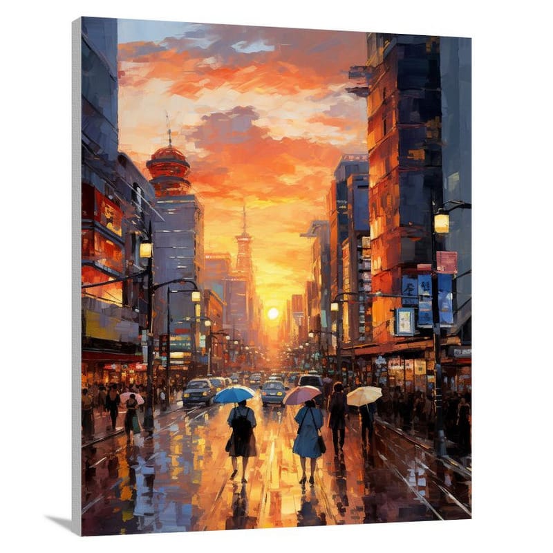 Asia's Vibrant Sunset - Impressionist - Canvas Print