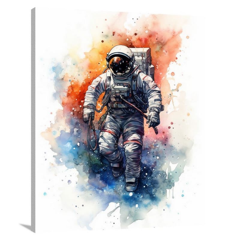 Astronaut's Cosmic Unity - Watercolor - Canvas Print