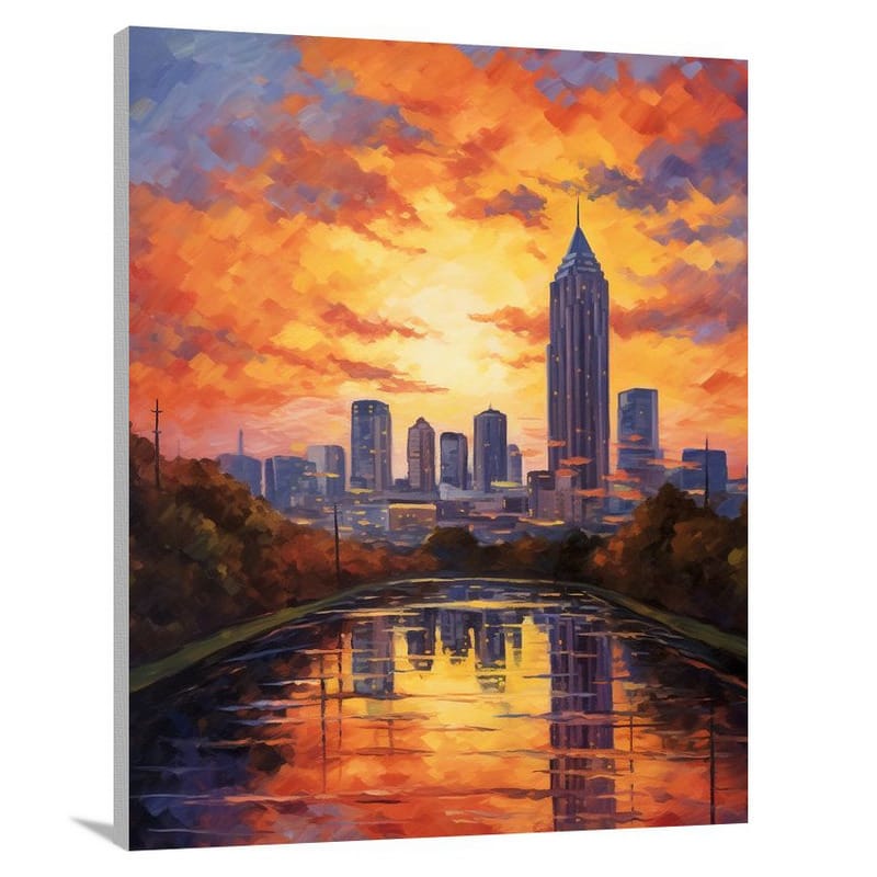 Atlanta's Flaming Horizon - Impressionist - Canvas Print