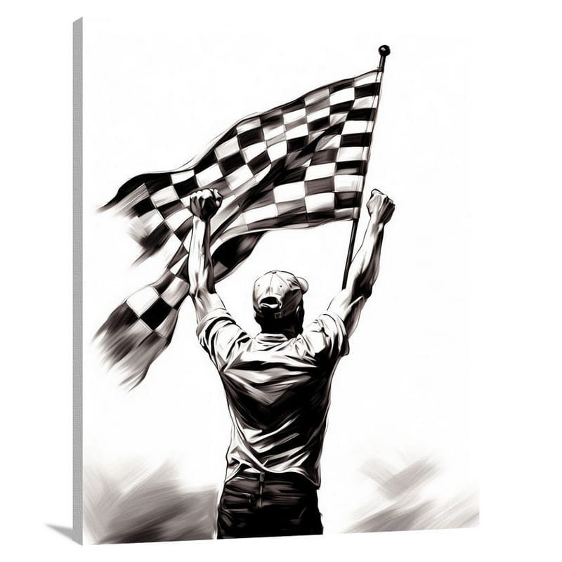 Auto Racing Triumph - Black And White - Canvas Print