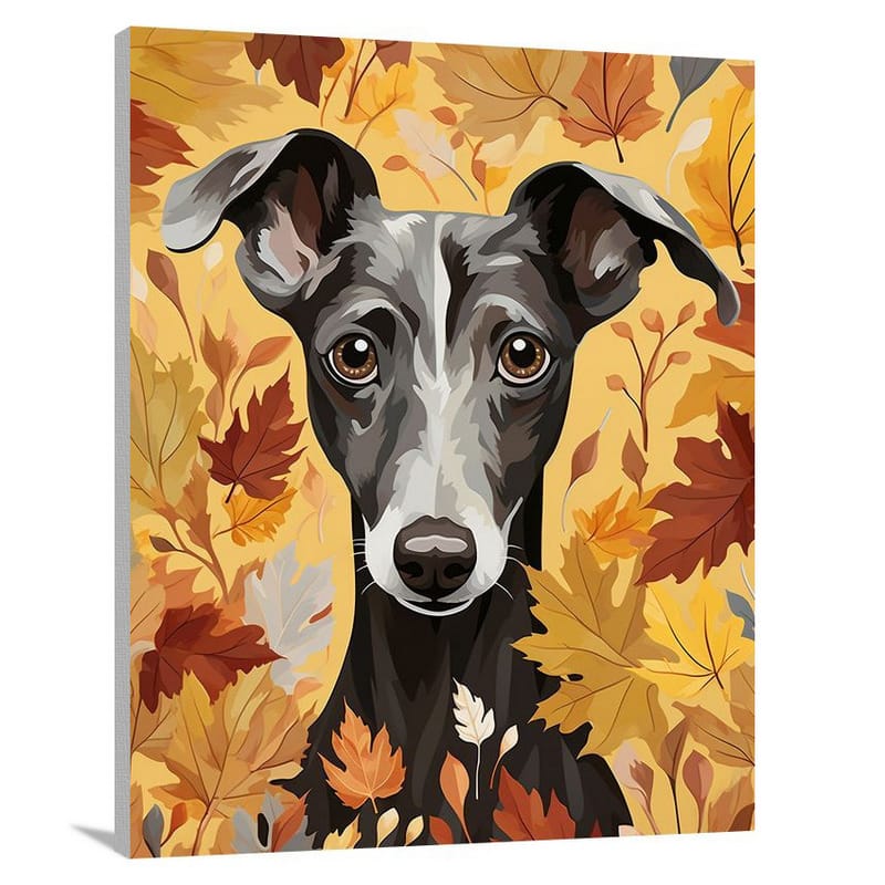 Autumn's Companion: Italian Greyhound - Canvas Print