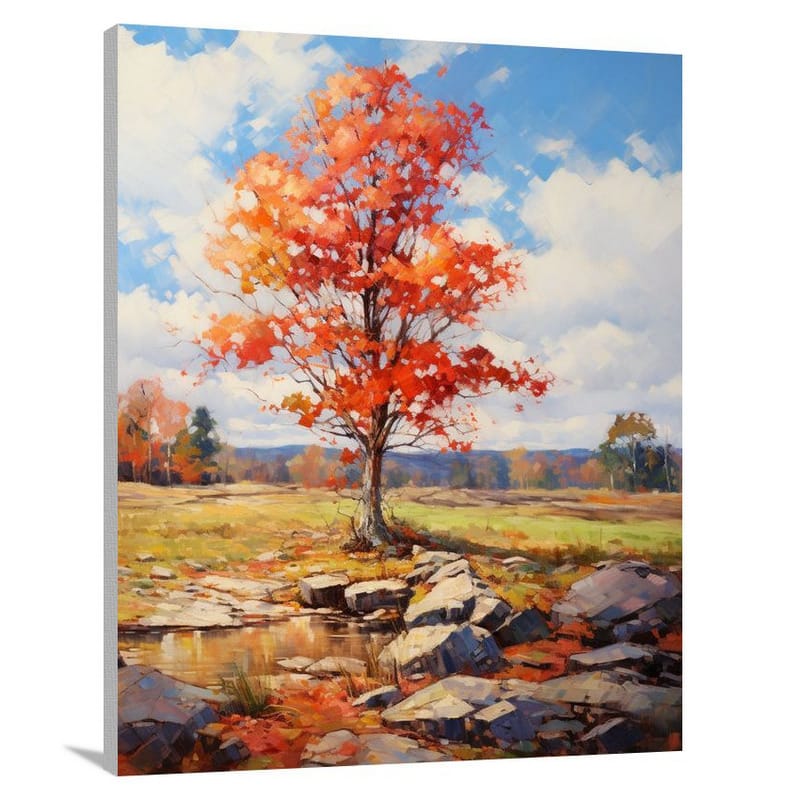 Autumn's Fiery Dance in Massachusetts - Canvas Print
