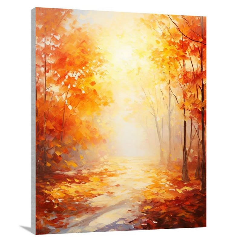 Autumn's Fiery Path - Impressionist - Canvas Print