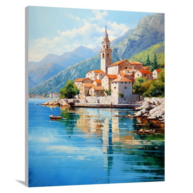 Azure Serenity: Montenegro's Coastal Charm - Canvas Print
