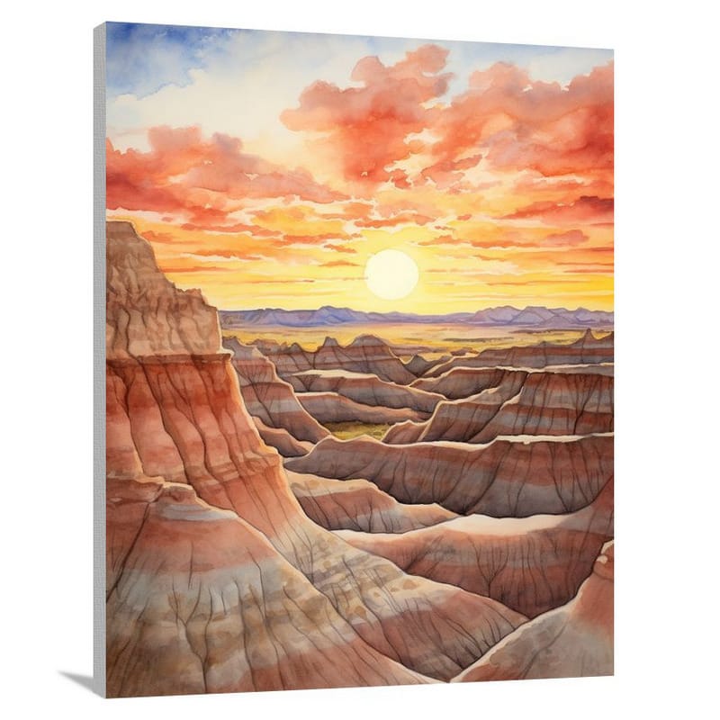 Badlands' Fiery Glow - Canvas Print