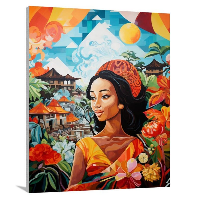 Bali Blossoms: A Pop Art Delight - Canvas Print