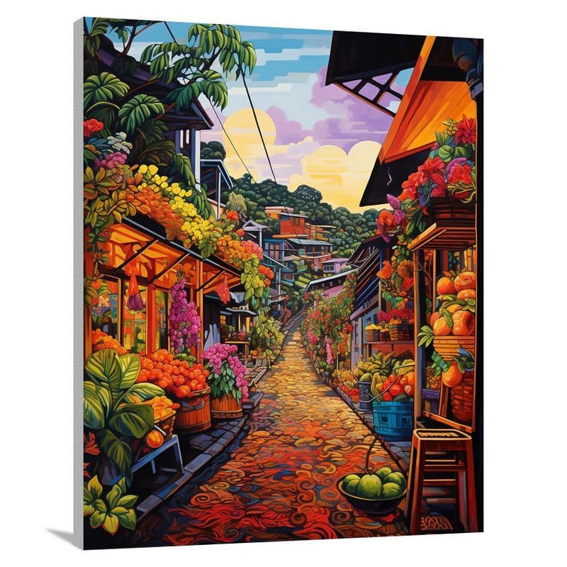 Bali Blossoms: A Pop Art Delight - Pop Art - Canvas Print