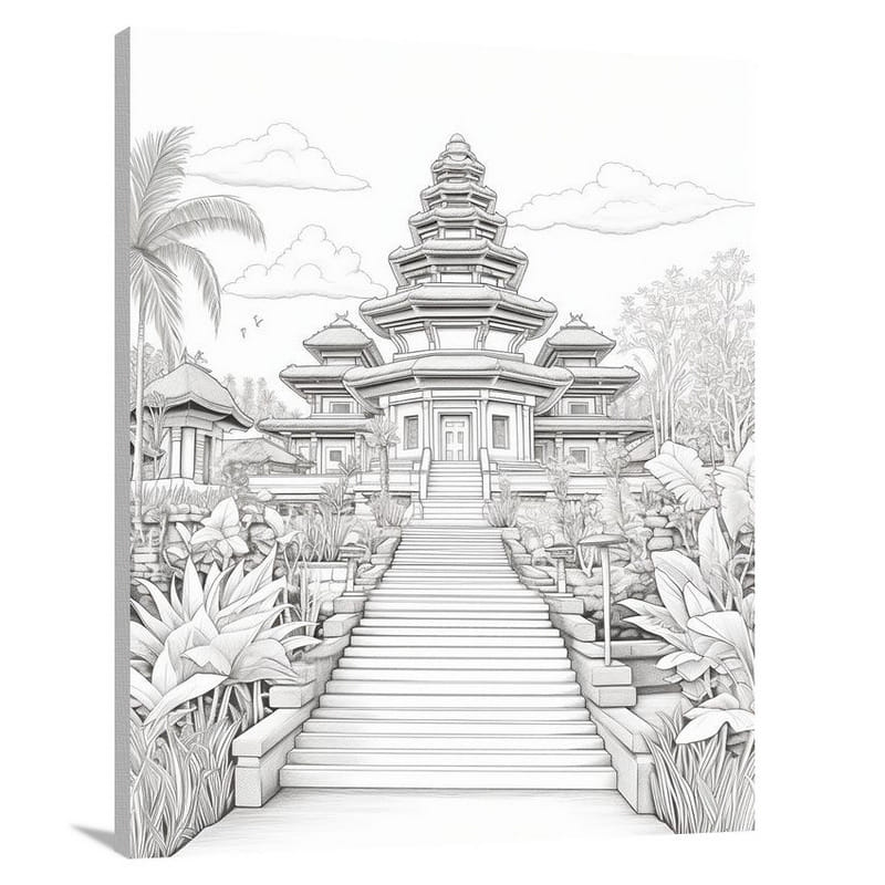 Bali's Sacred Ascent - Canvas Print