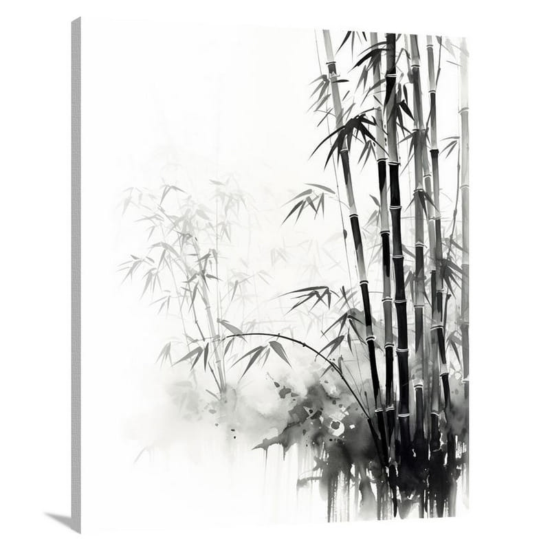 Bamboo Whispers - Black And White - Canvas Print